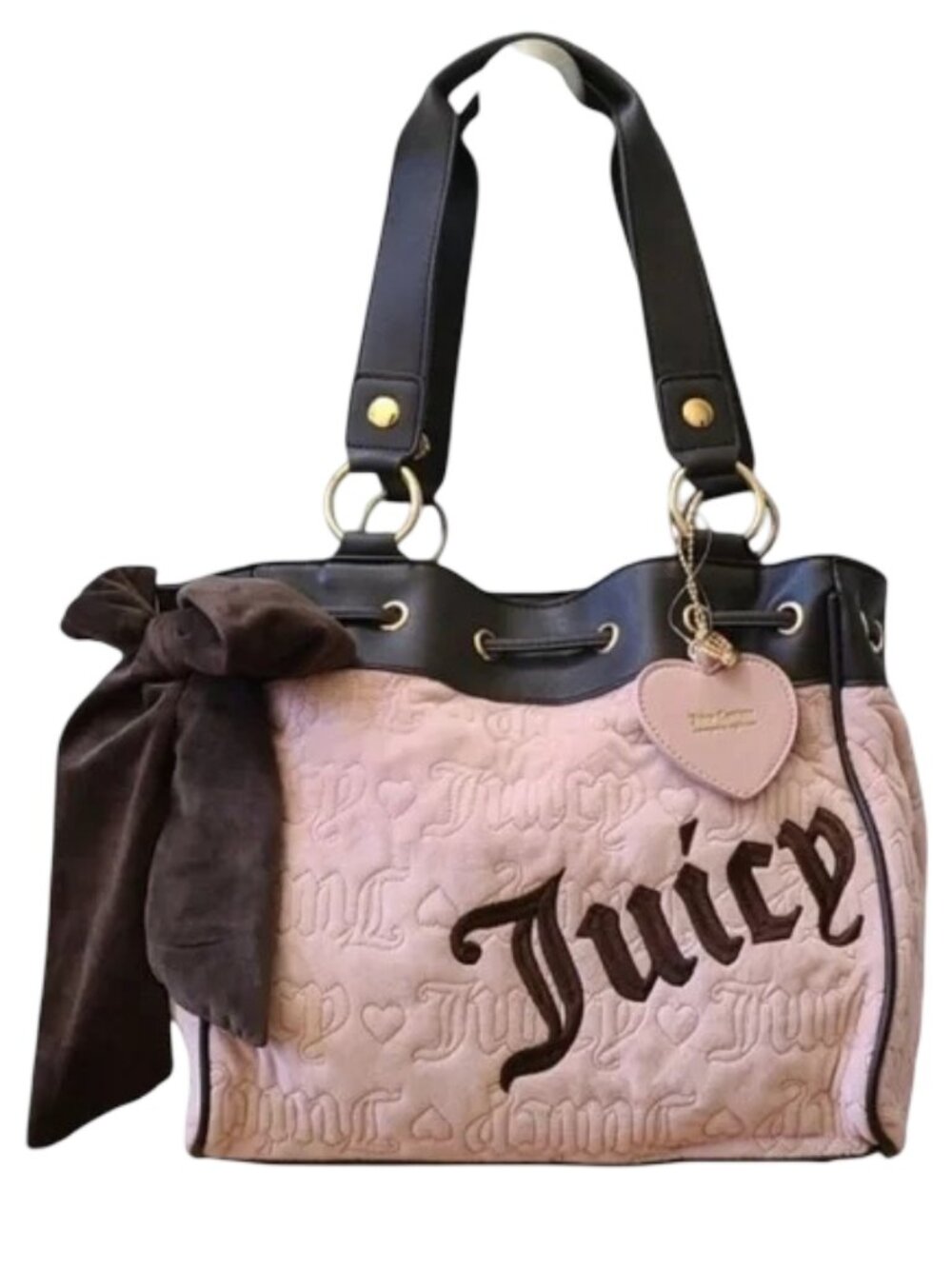 Juicy Couture Dusty Blush/Chocolate Vintage Dreams Daydreamer Tote Bag